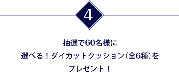 抽選で60名様に選べる！ダイカットクッション（全6種）をプレゼント！