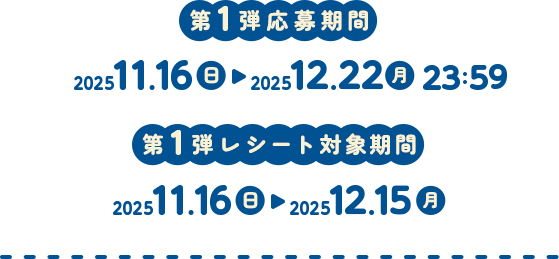 第1弾応募期間 2025年11月16日（日）～2025年12月22日（月）23:59