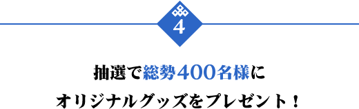 STEP4 抽選で総勢400名様にオリジナルグッズをプレゼント！